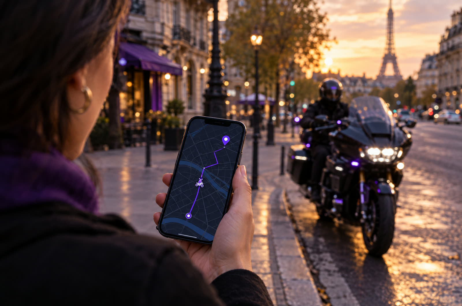 Le trajet suivi en temps réel dans l’application, le chauffeur arrive